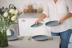 8.5 In. Scalloped Paper Plates - Slate Blue | 10 Count