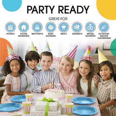 7 In. Light Blue Plastic Plates | 50 Count