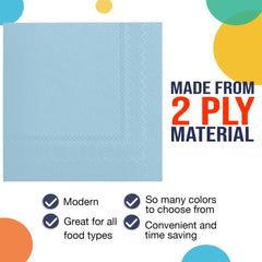 Light Blue Beverage Napkins - 4.75 In. X 4.75 In. | 1800 Count