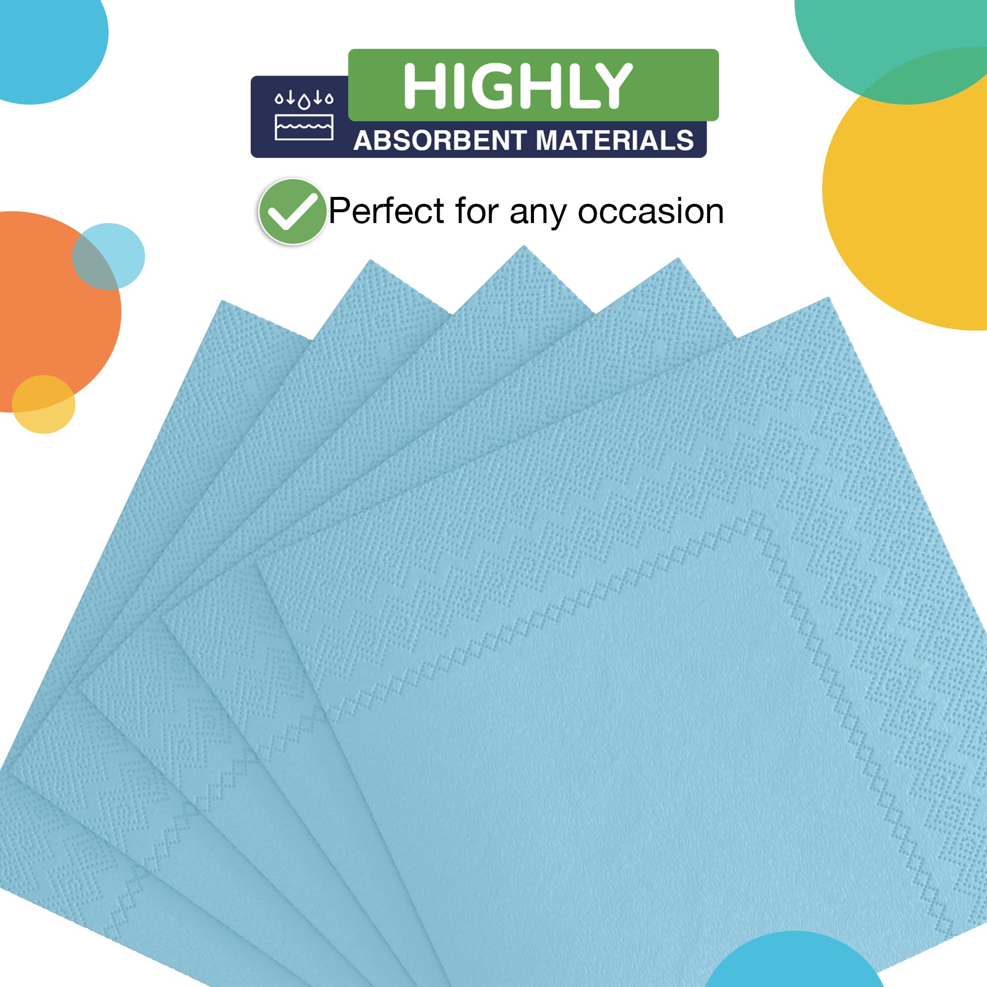 Light Blue Beverage Napkins | 50 Count