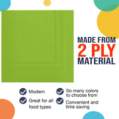 Lime Green Beverage Napkins - 4.75 In. X 4.75 In. | 1800 Count