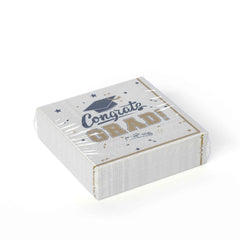 Gold/White Graduation Lunch Napkins - 6.5 In. X 6.5 In. | 24 Count