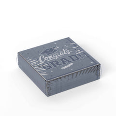 White/Silver Graduation Lunch Napkins - 6.5 In. X 6.5 In. | 24 Count