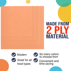 Peach Beverage Napkins - 4.75 In. X 4.75 In. | 1800 Count