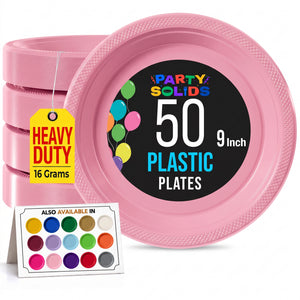 9 in. Pink Plastic Plates | 50 Count