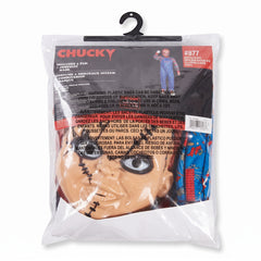 Men's Chucky Costume with Mask - Horror Doll Halloween Outfit - Adult 2XL (48-52)