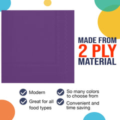Purple Beverage Napkins - 4.75 In. X 4.75 In. | 1800 Count