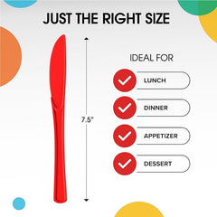 Heavy Duty Red Plastic Knives - 7.75 in. | Case of 1200