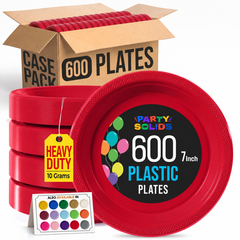 7 in. Red Plastic Plates | Case of 600