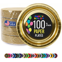 7 in. Reflective Gold Paper Plates | 100 Count