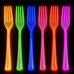 Heavy Duty Neon Plastic Forks - 7.5 in. | 120 Count