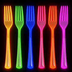 Heavy Duty Neon Plastic Forks - 7.5 in. | Case of 1440