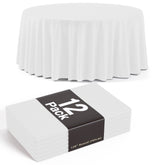 120 In. Premium Round White Plastic Table Covers | 12 Count