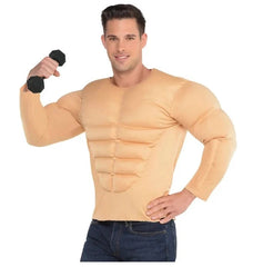 Halloween Padded Muscle Long Sleeve Shirt Costume - Adult One Size (Up to Size 44)