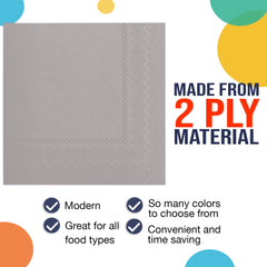 Silver Beverage Napkins - 4.75 in. x 4.75 in. | Case of 3600