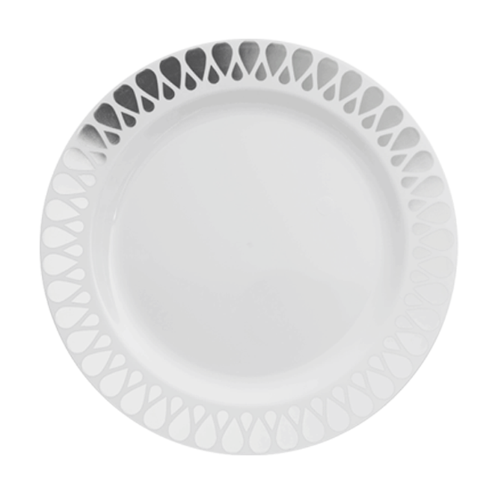 9 In. Silver Droplet Design Plates | 10 Count