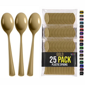 Gold Plastic Spoons | 25 Count