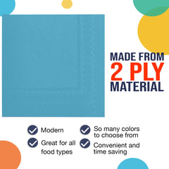 Turquoise Beverage Napkins - 4.75 In. X 4.75 In. | 1800 Count