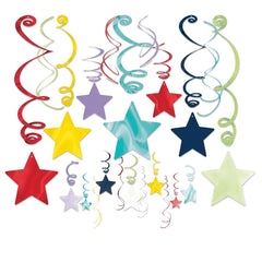 Rainbow Star Swirl Metallic Hanging Decorations
