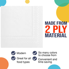White Beverage Napkins - 4.75 in. x 4.75 in. | Case of 3600