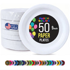 9 in. White Paper Plates | 50 Ct.