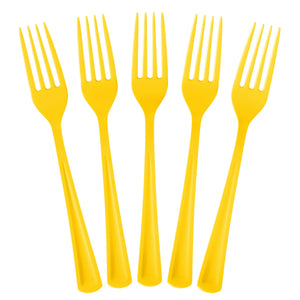 Heavy Duty Yellow Plastic Forks | 50 Count