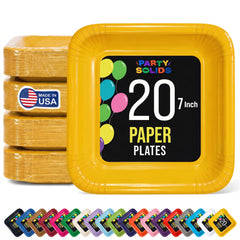 7 In. Yellow Square Paper Plates - 20 Ct.