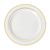 9 In. White/Gold Line Design Plates | 10 Count