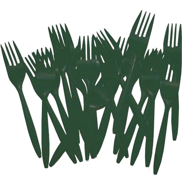 Dark Green Plastic Forks | 48 Count
