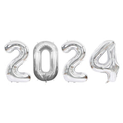 Silver 2024 New Year's Eve Number Balloons - 34 In.