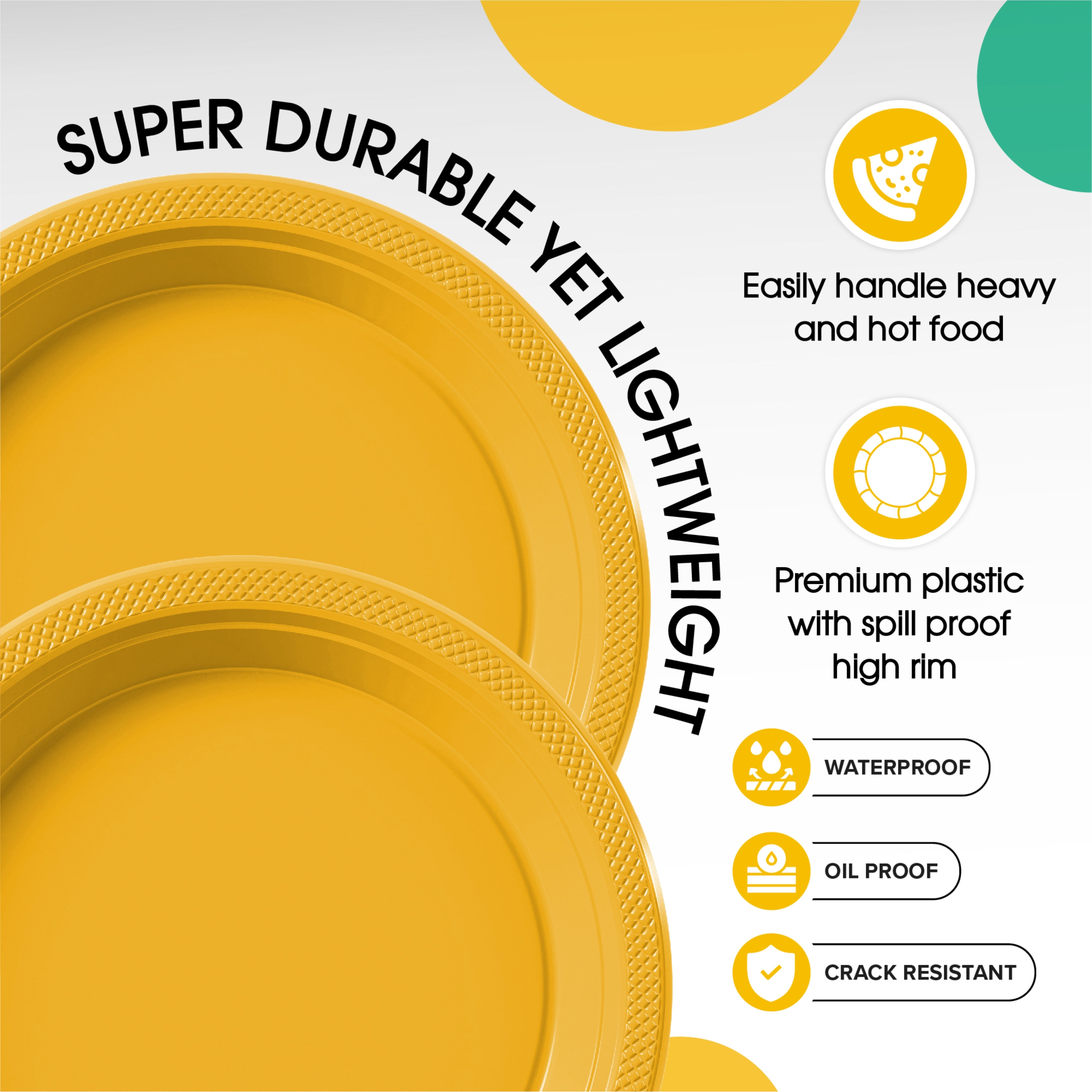 7 In. Yellow Plastic Plates | 50 Count