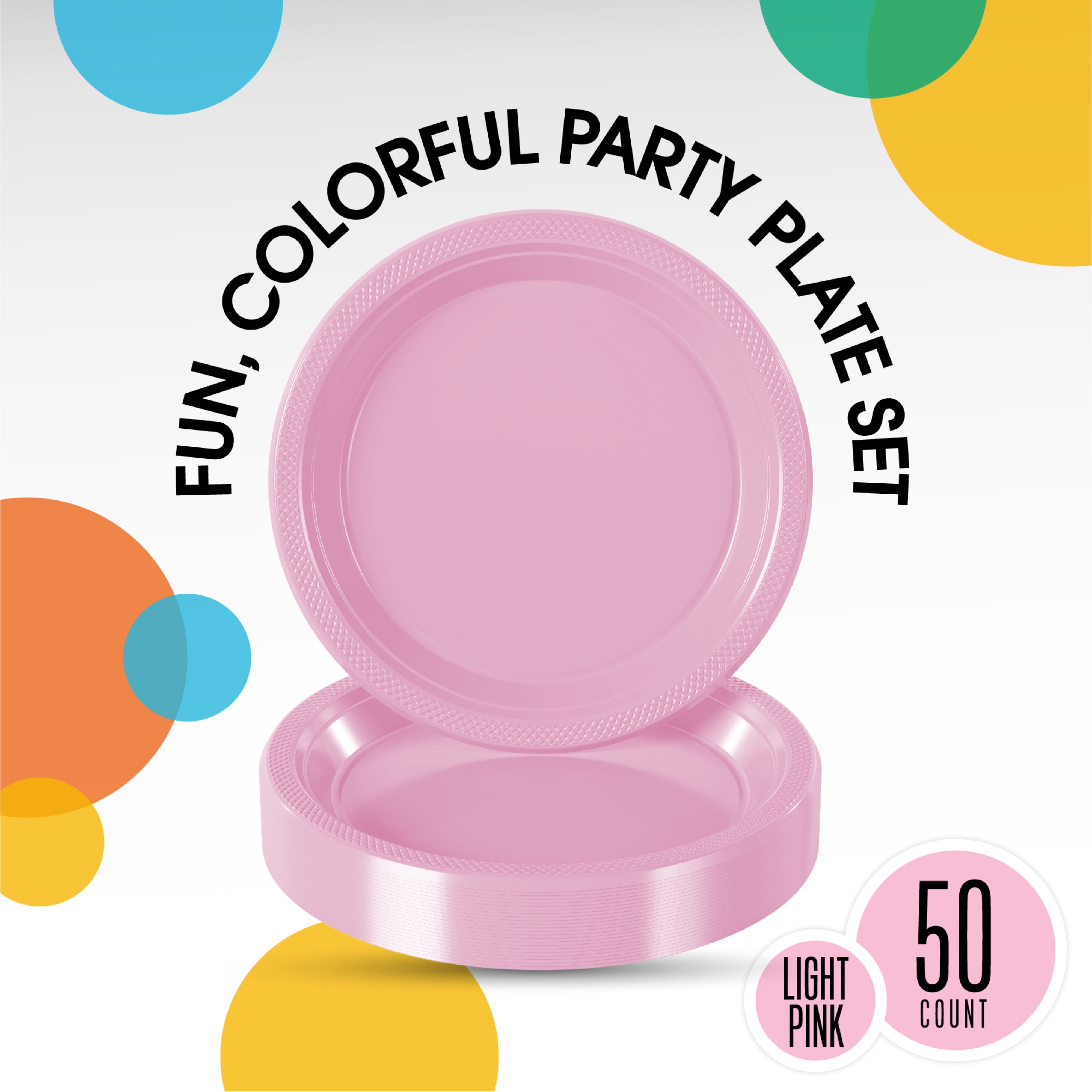7 In. Pink Plastic Plates | 50 Count