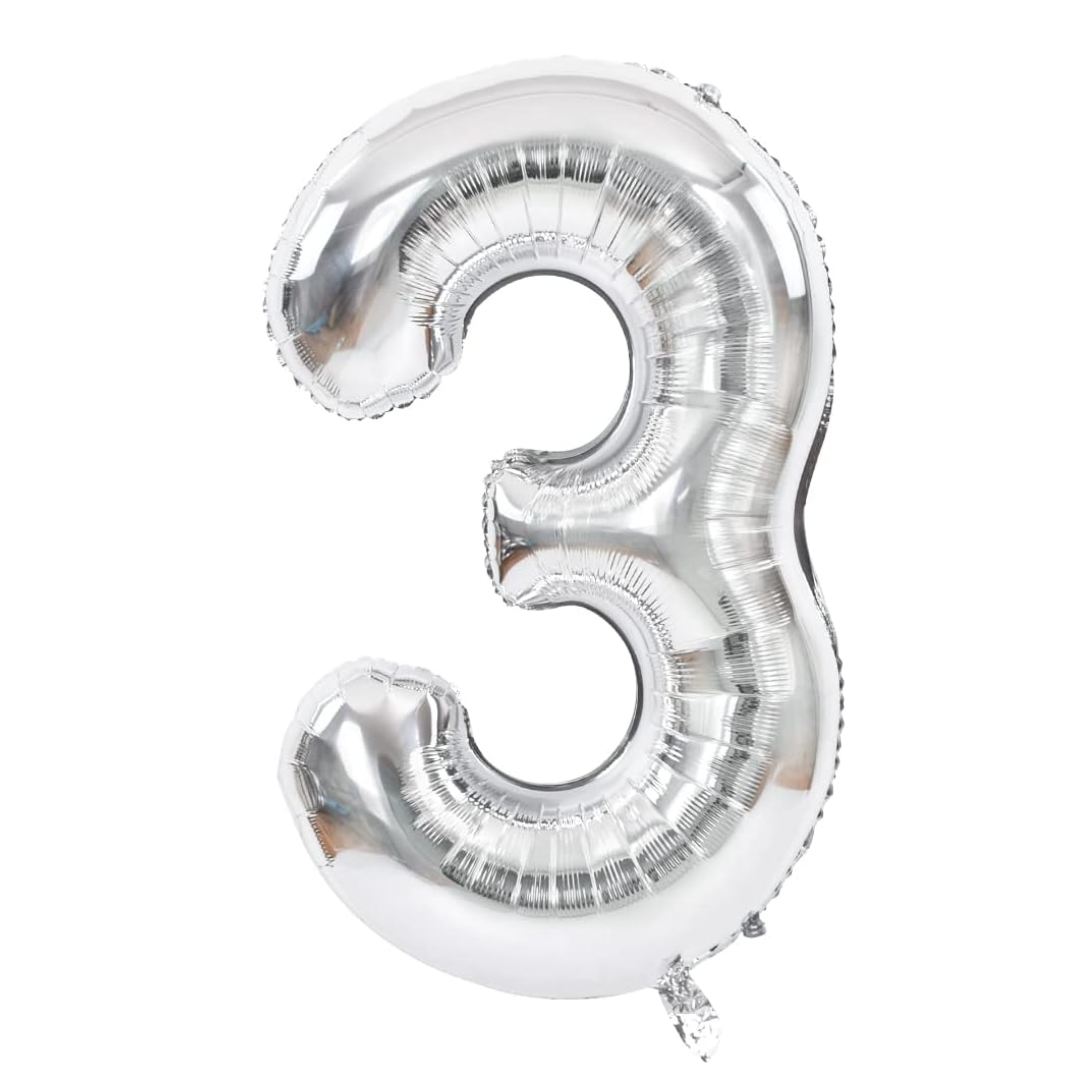 34" Number 3 Silver Mylar Balloon