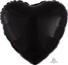 Metallic Black Heart Foil Balloon - 18"