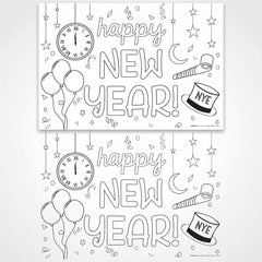 "Happy New Year" Coloring Paper Placemats - 24 Pack