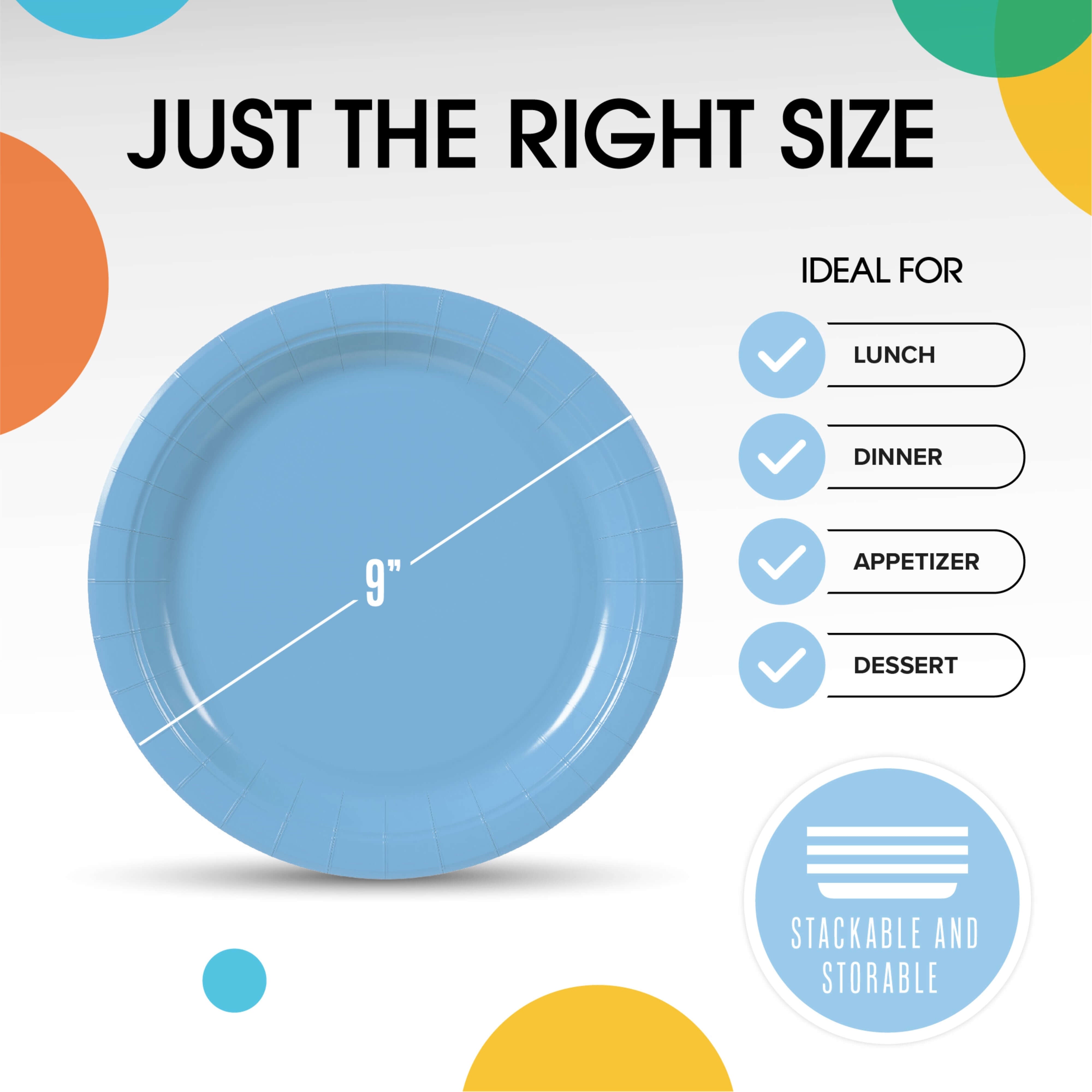 9 In. Light Blue Paper Plates - 50 Ct.
