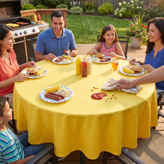 Yellow Sunshine Round Flannel Backed Table Cover - 84"