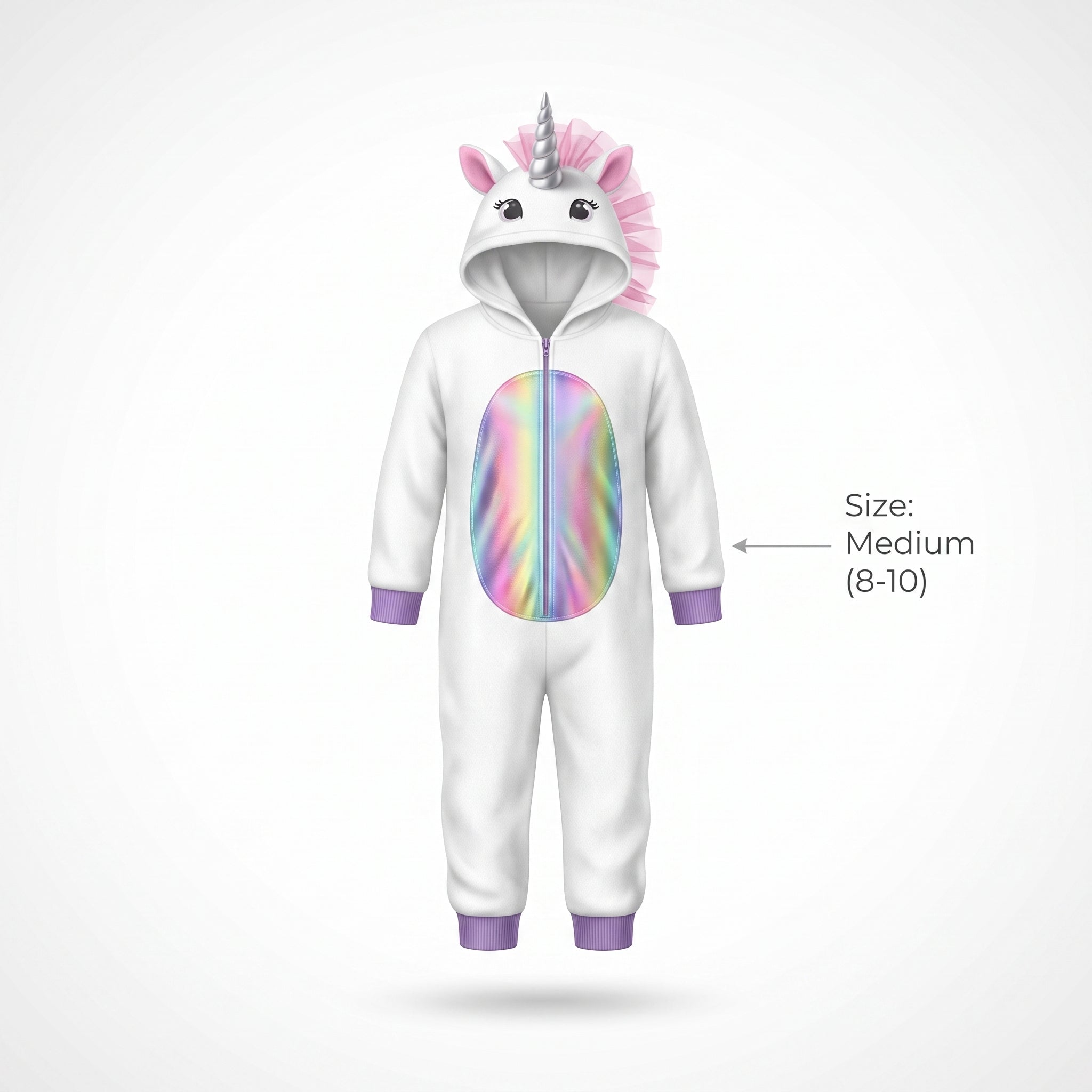 Rainbow Unicorn Fleece Jumpsuit Costume for Kids - Child M (8-10)