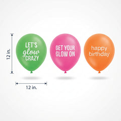 Neon Glow Party Balloons, 6-Pack