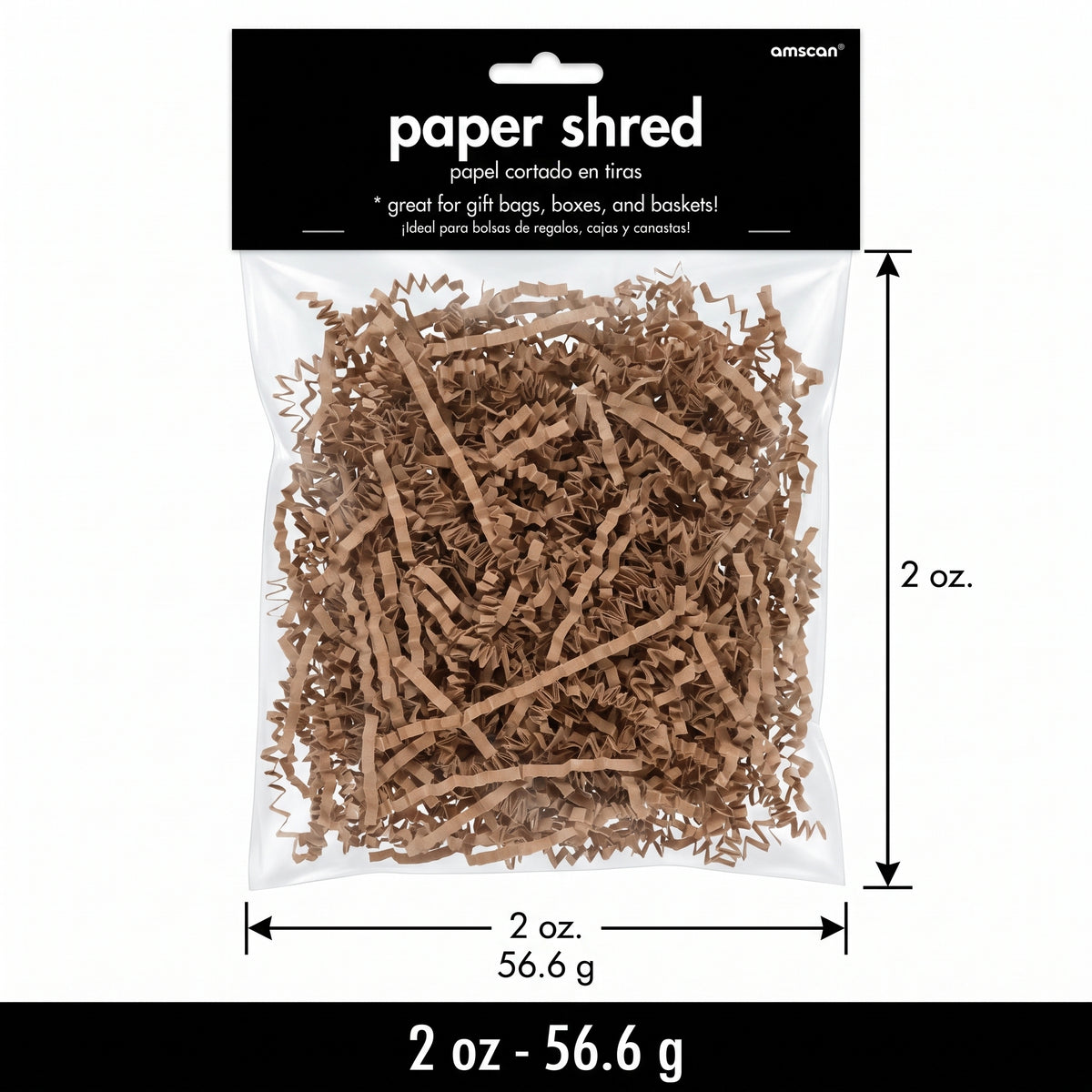 Brown Crinkle Paper Shreds for Gift Wrapping, 2 oz