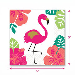 Aloha Flamingo Tropical Beverage Napkins, 16-Pack, 2-Ply - 5 In. X 5 In.
