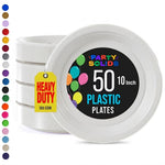 10 in. White Plastic Plates | 50 Count