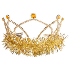 Sparkling Yellow Tiara with Tinsel Trim