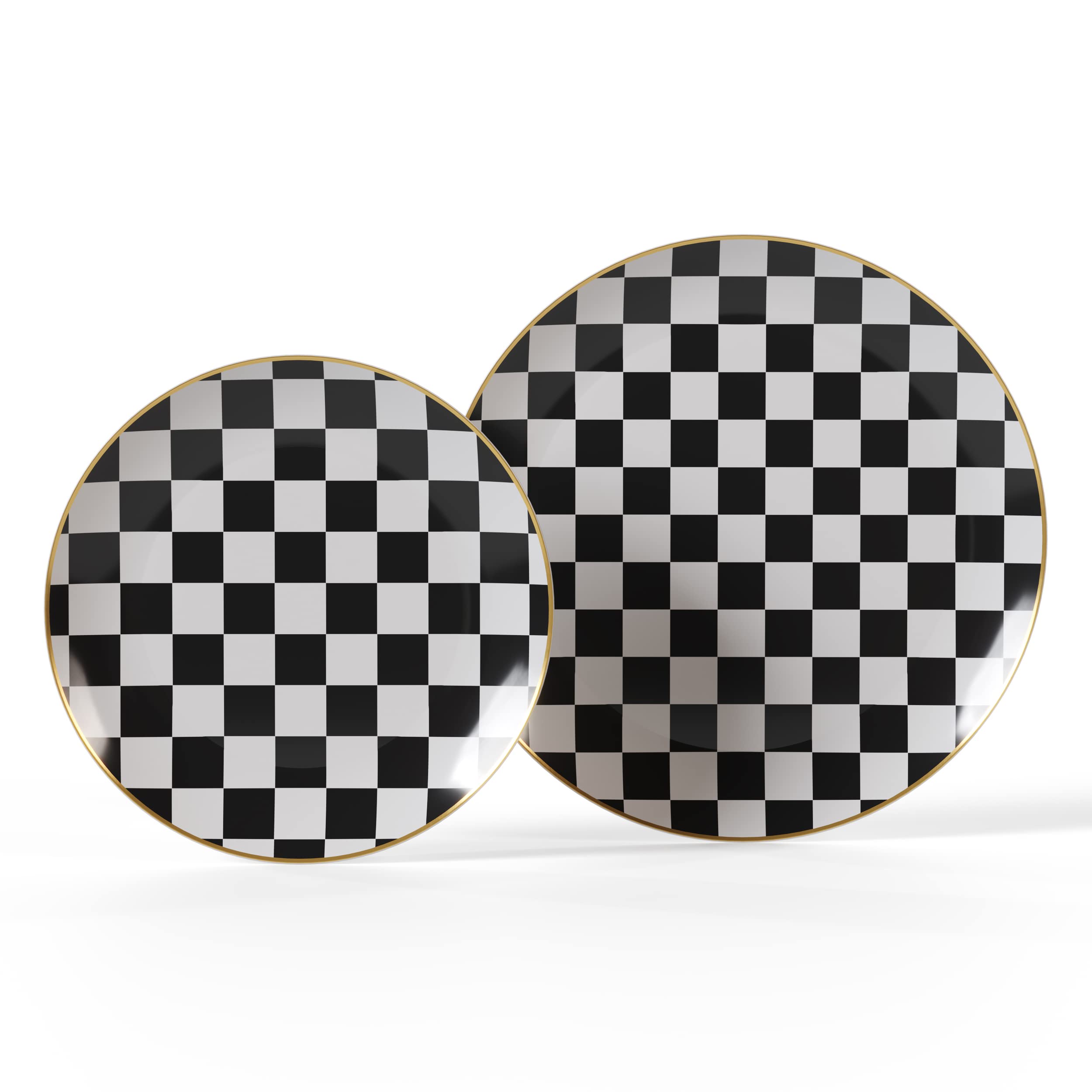 10 In. Checkerboard White Plastic Plates | 10 Count