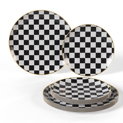10 In. Checkerboard White Plastic Plates | 10 Count