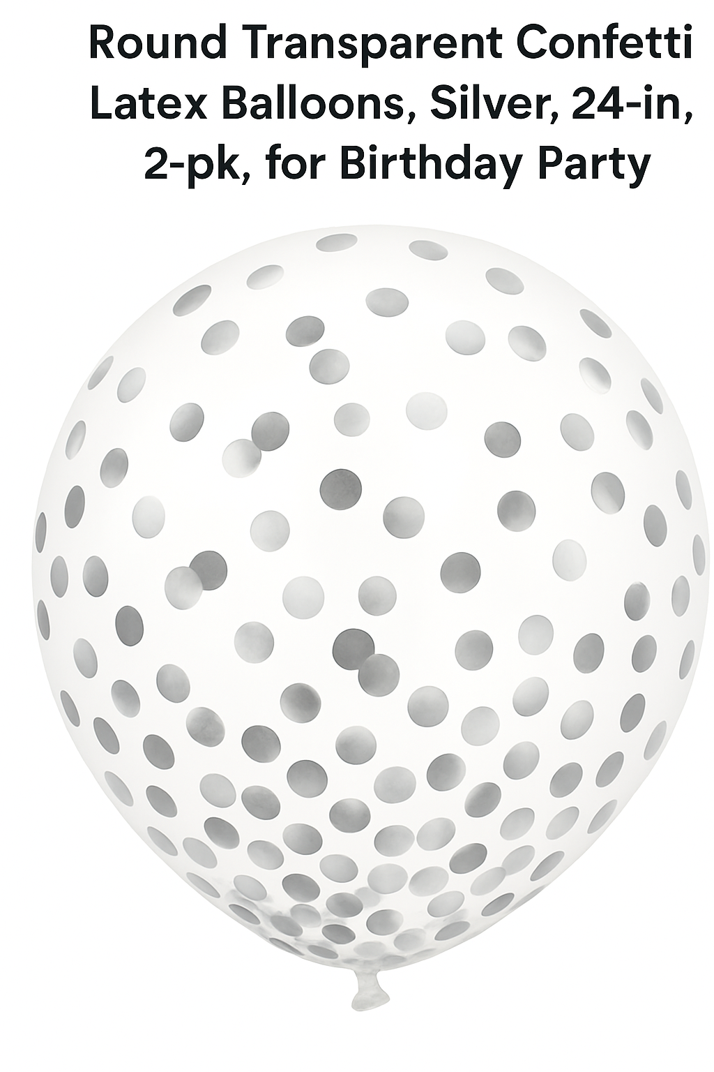 Silver Confetti Latex Balloons, 24-Inch, Pack of 2
