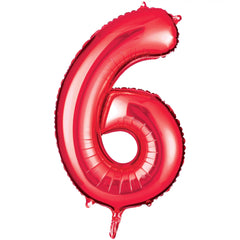 Red Number "6" Foil Balloon | 34"