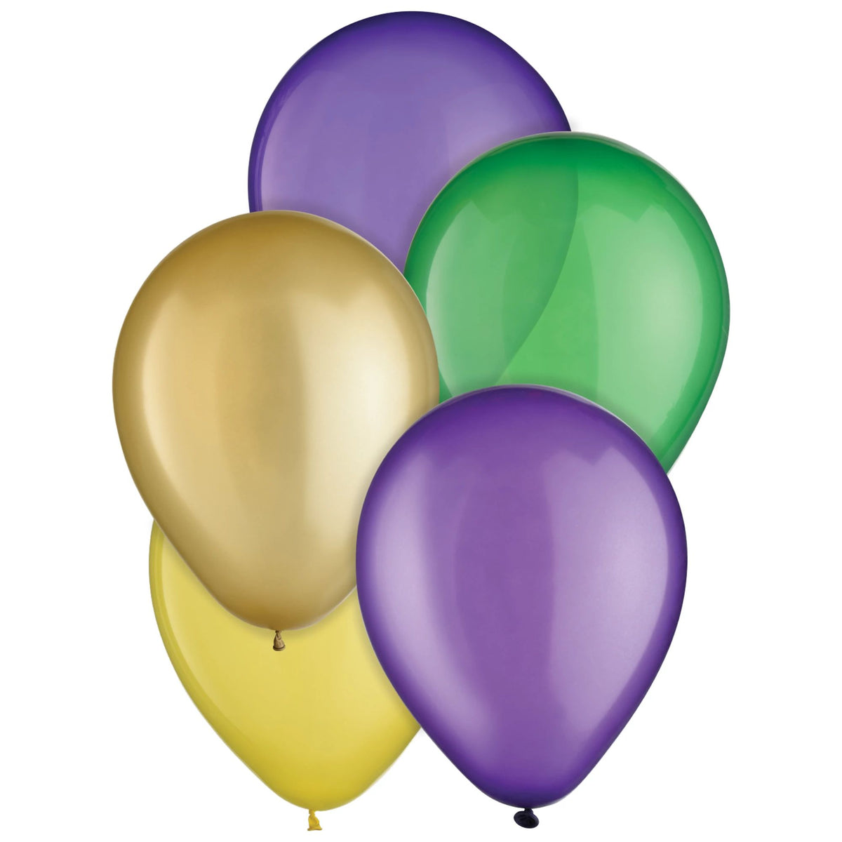 Vibrant Mardi Gras Latex Balloon Mix - 11" Assortment