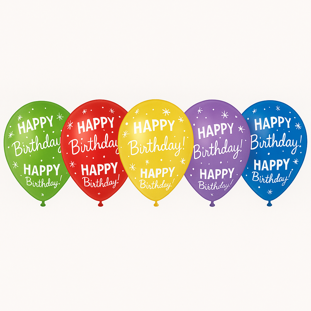 Vibrant Confetti Happy Birthday Latex Balloons, 11-Inch, 15-Pack