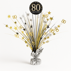 Sparkling Celebration 80th Birthday Metallic Tinsel Centerpiece